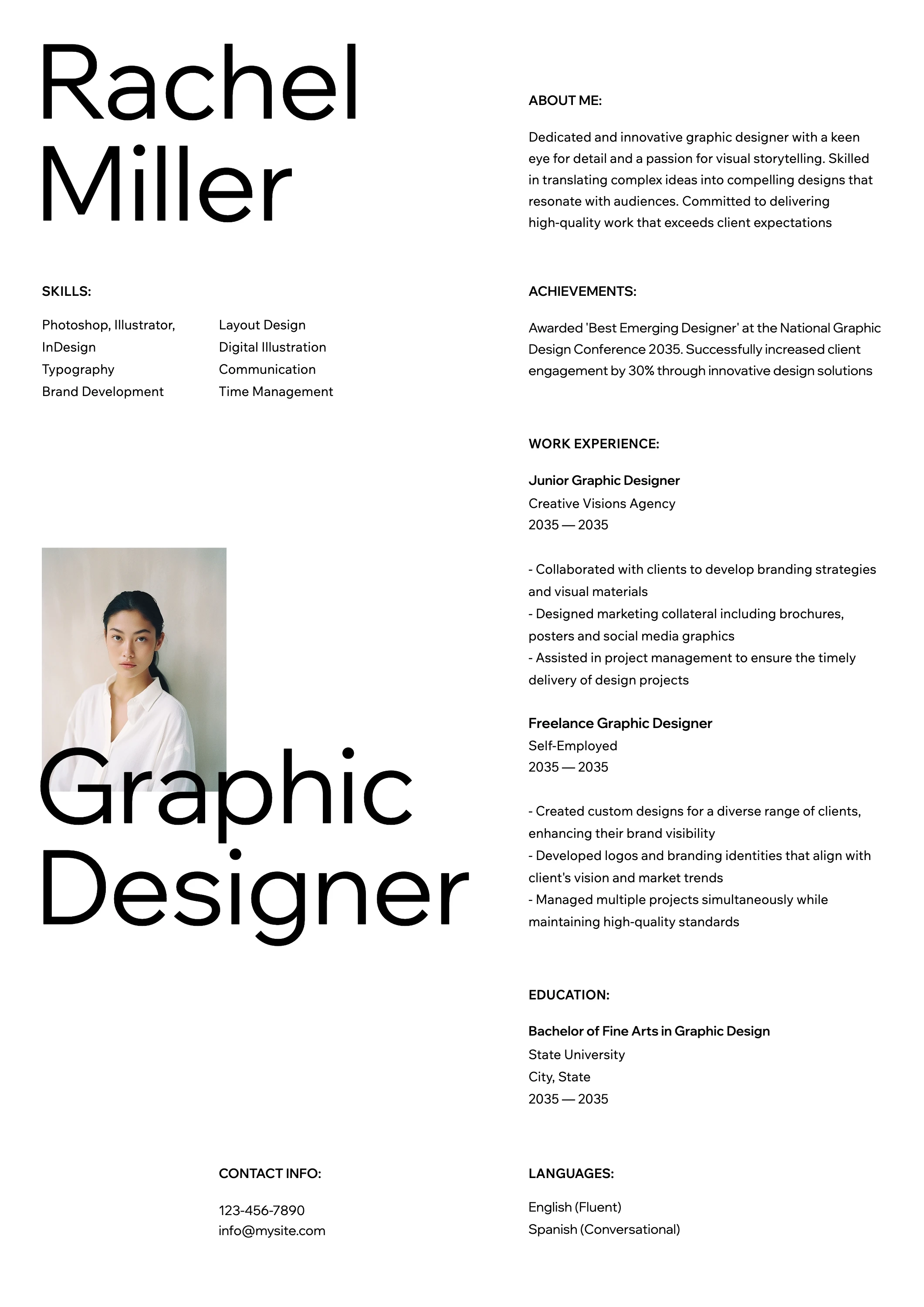 Minimalist Clean Graphic Designer Resume