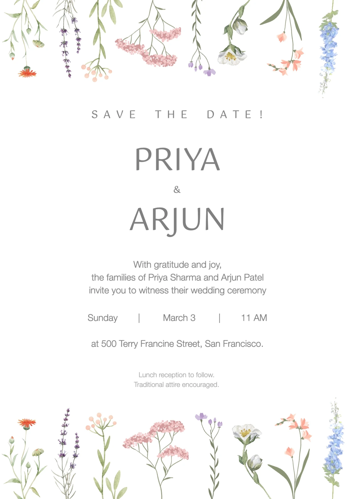 Romantic Floral Save The Date Wedding Invitation
