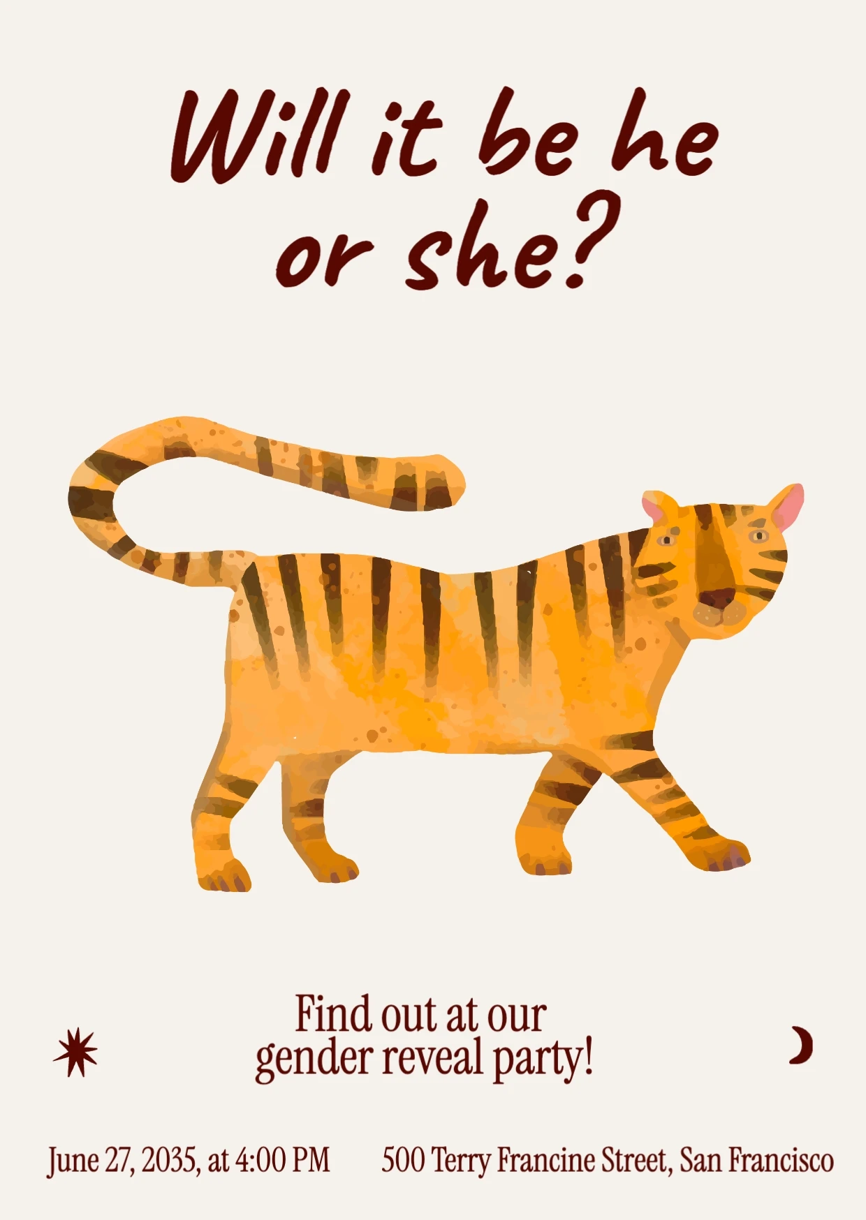 Cute Illustrative Gender Reveal Invitation