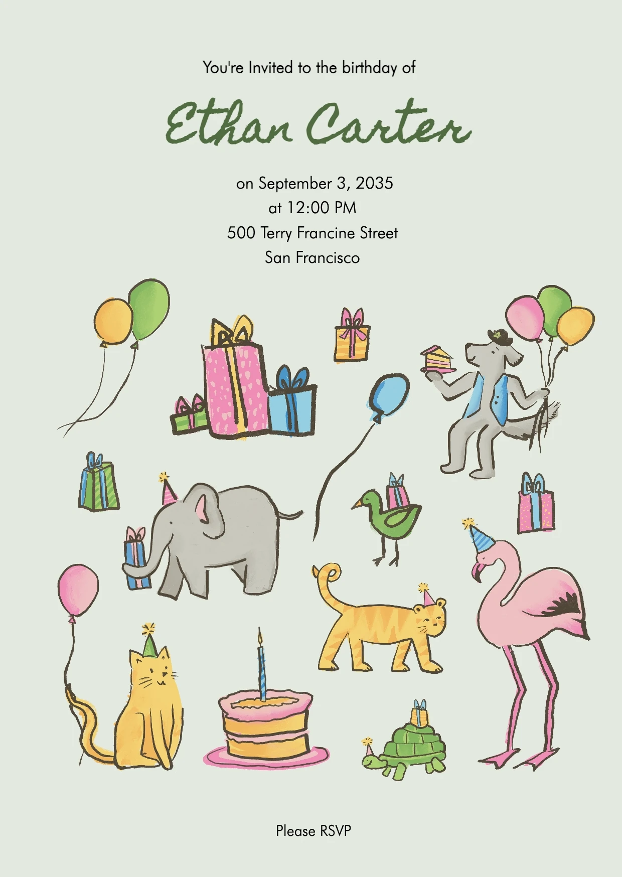 Cute Handmade Illustrative birthday Invitation