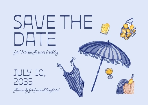 Playful Illustrative Save The Date Birthday Invitation