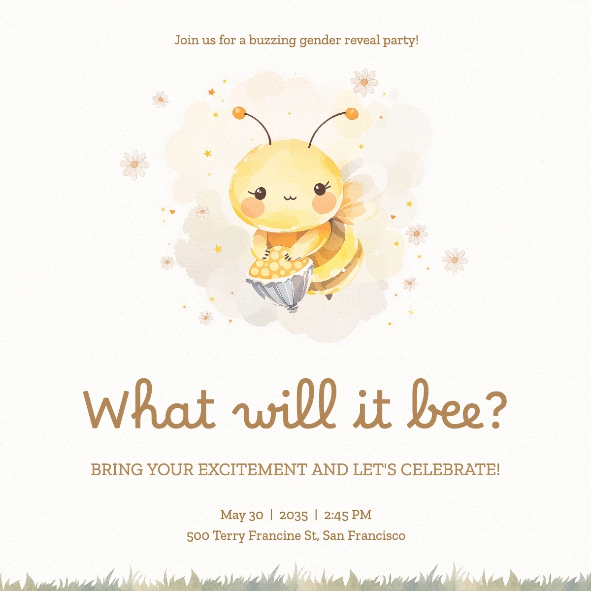 Cute Illustrative Gender Reveal Invitation