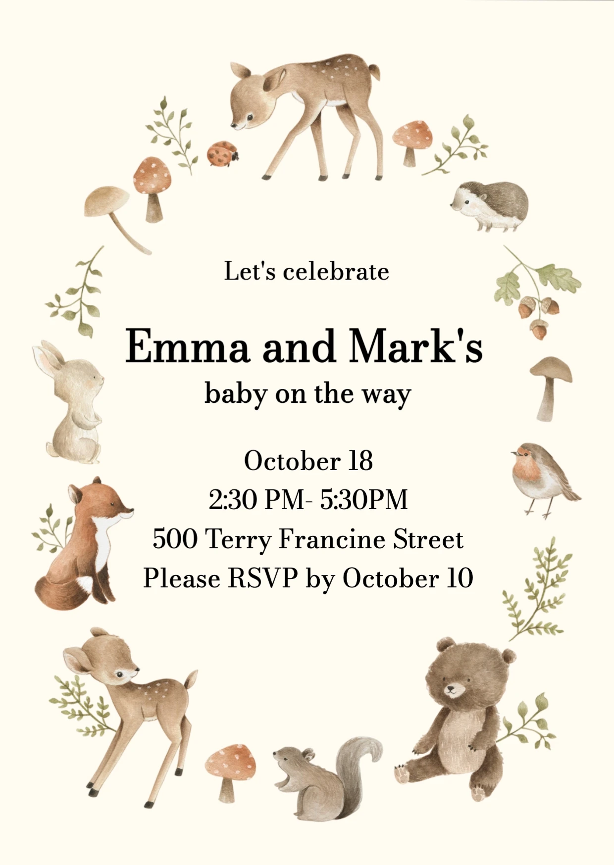 Cute Illustrative Baby Shower Invitation