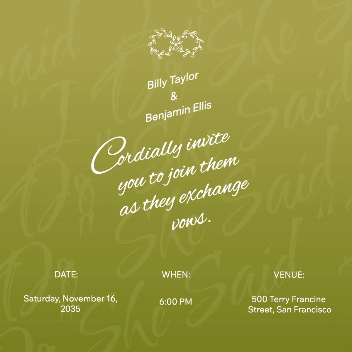 Minimalist Organic  Wedding Invitation