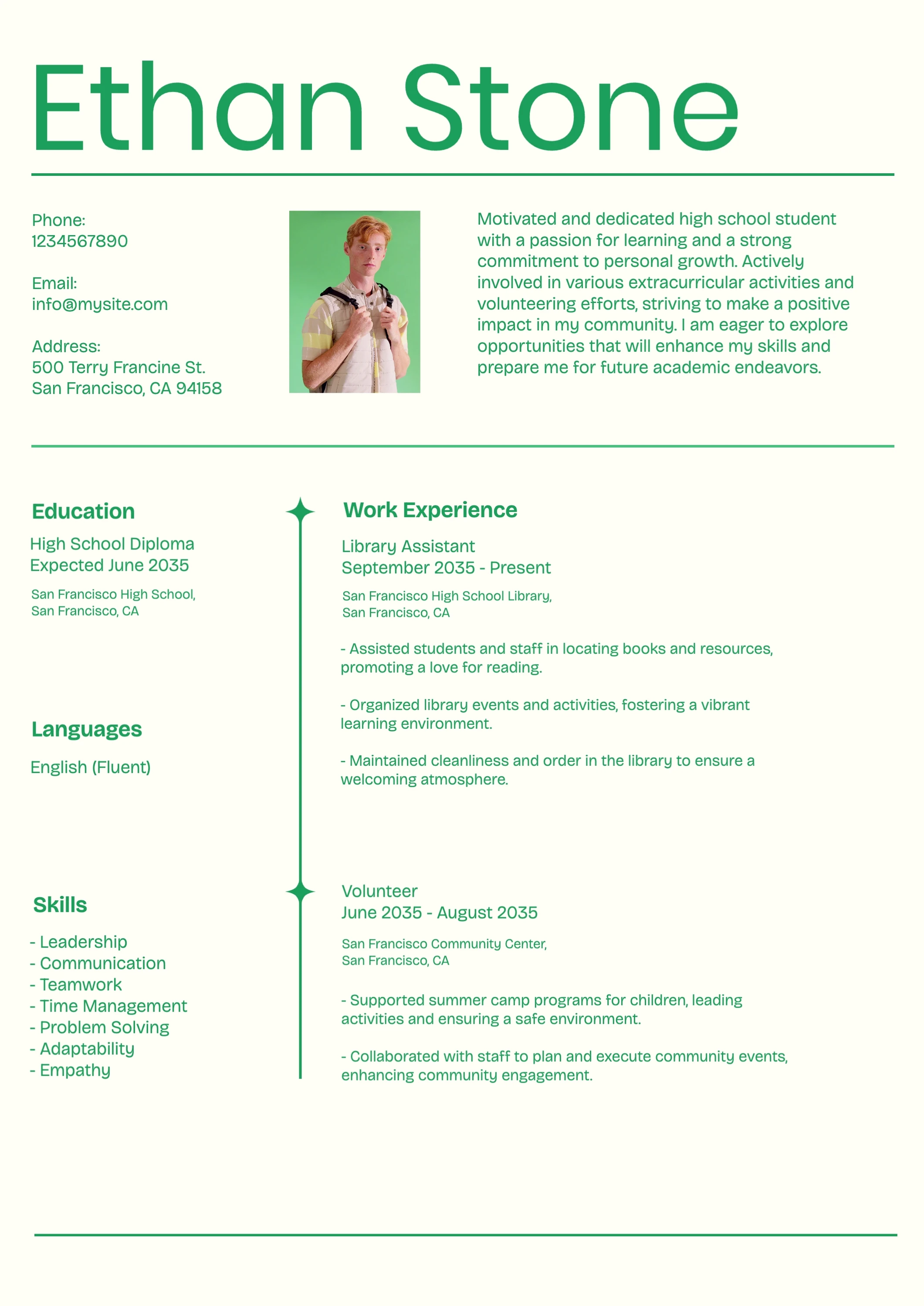 Elegant Modern  High School Resume