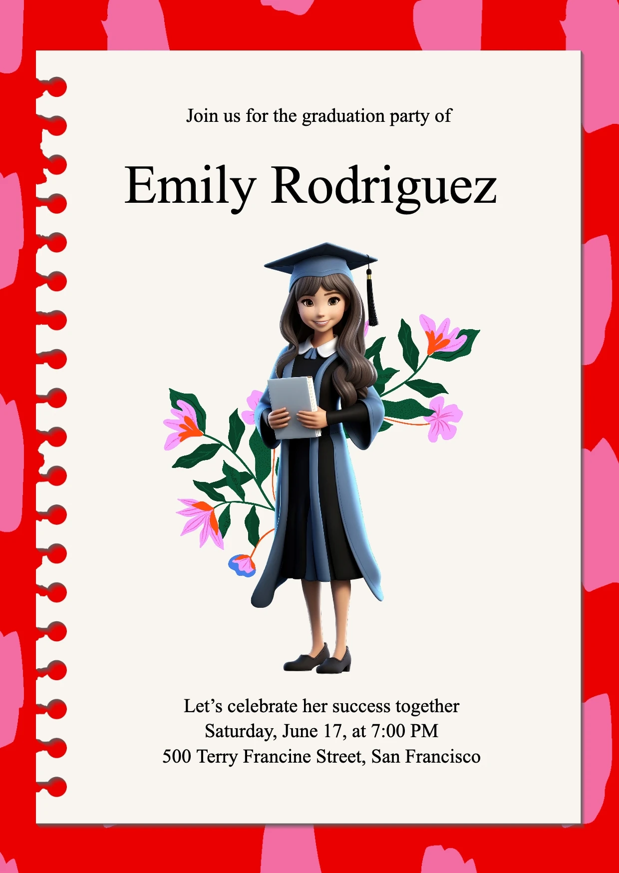 Professional Colorful Illustrative Graduation Invitation