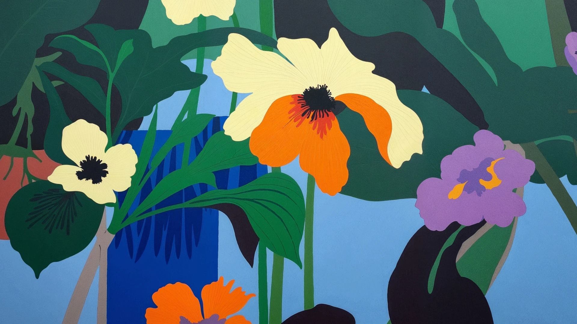 Vintage Illustrative Floral Desktop Wallpaper