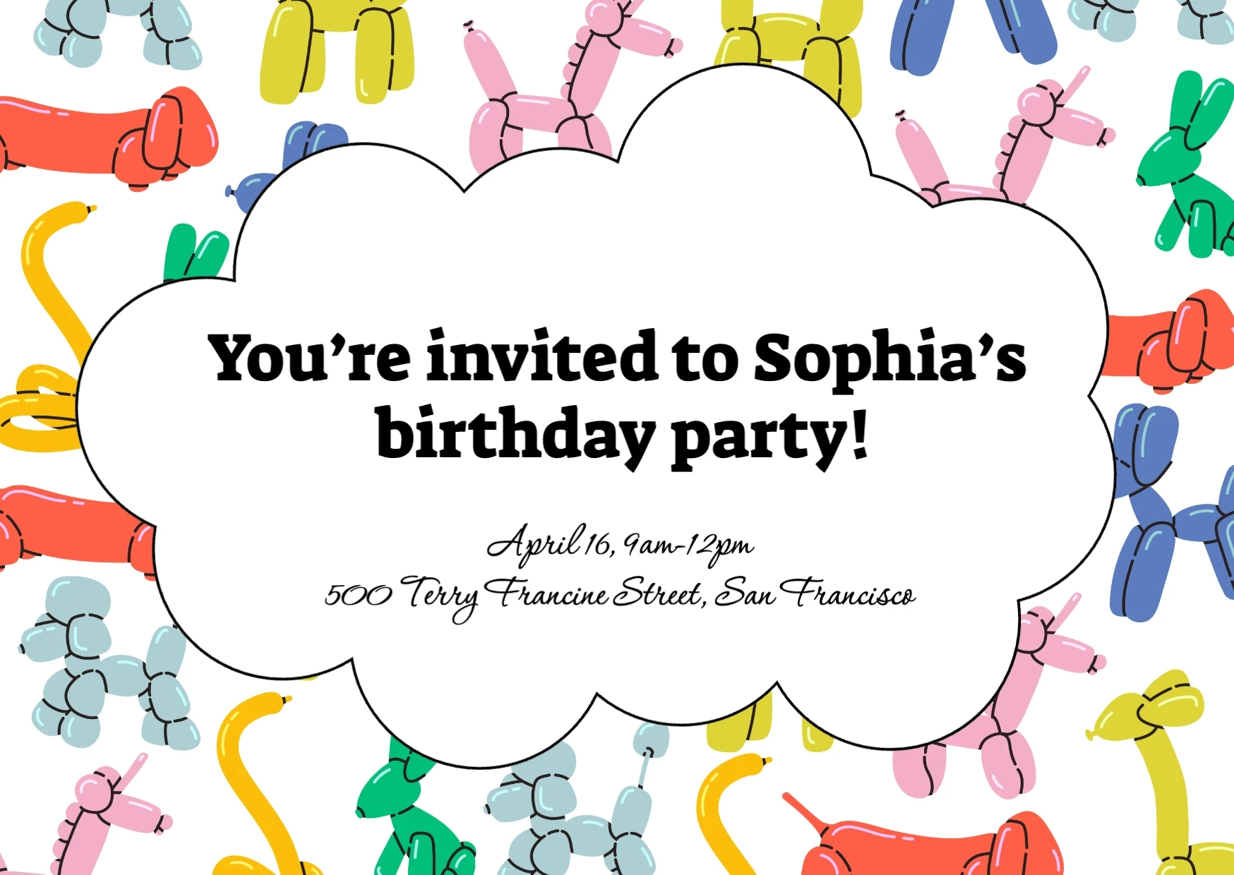 Cute Illustrative Birthday Invitation