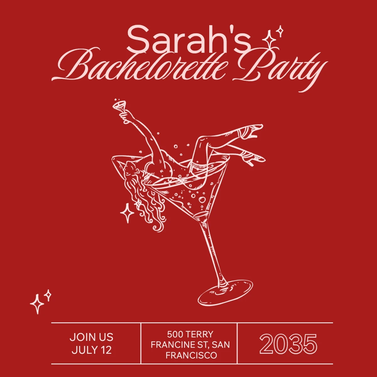 Bold Romantic  Bachelorette Invitation