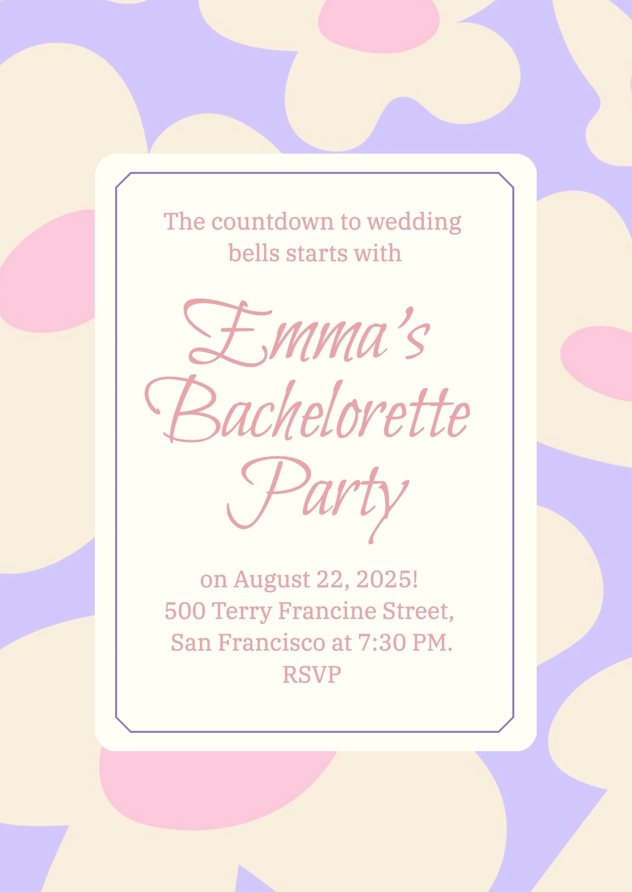 Simple Floral Bachelorette Invitation