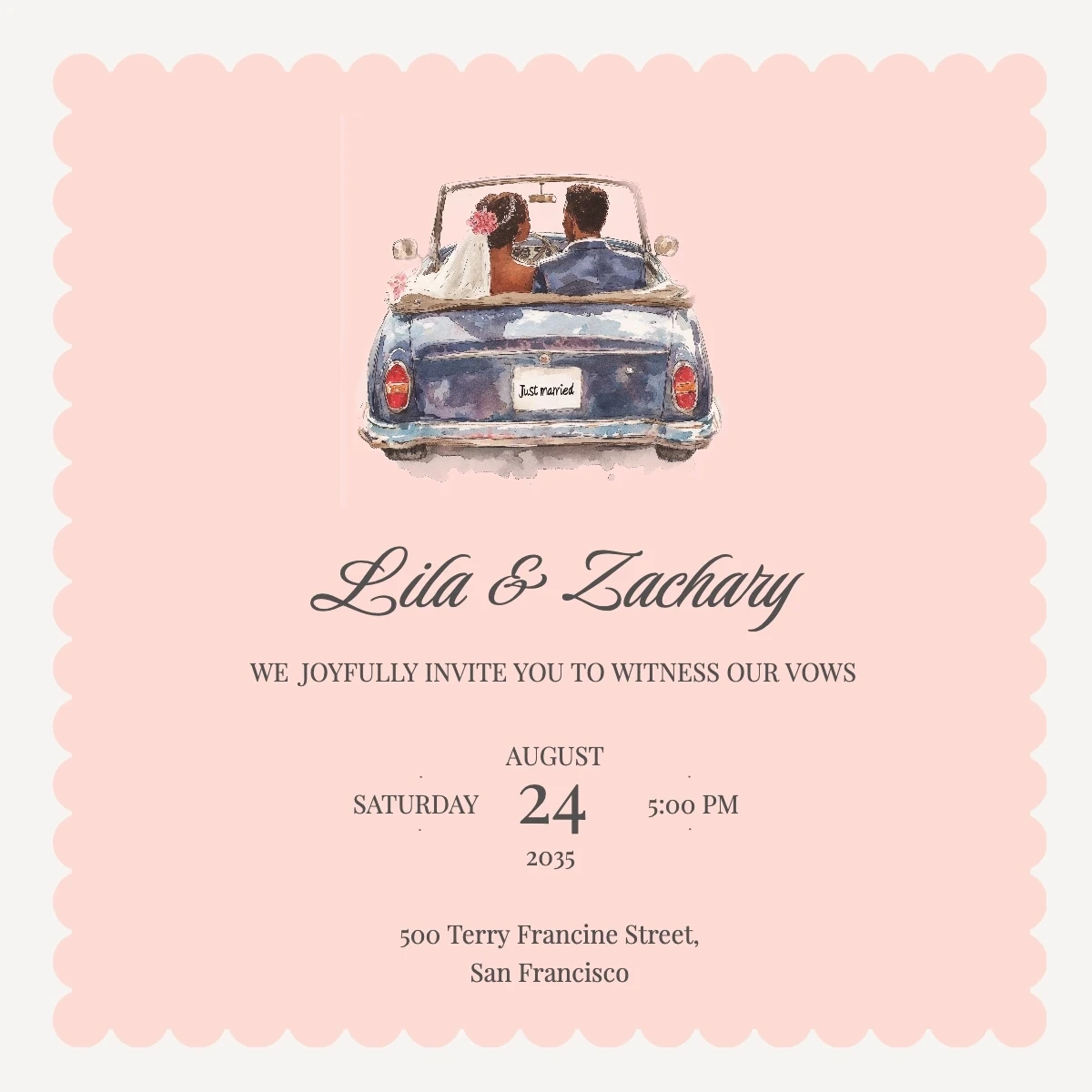 Classic Illustrative Wedding Invitation