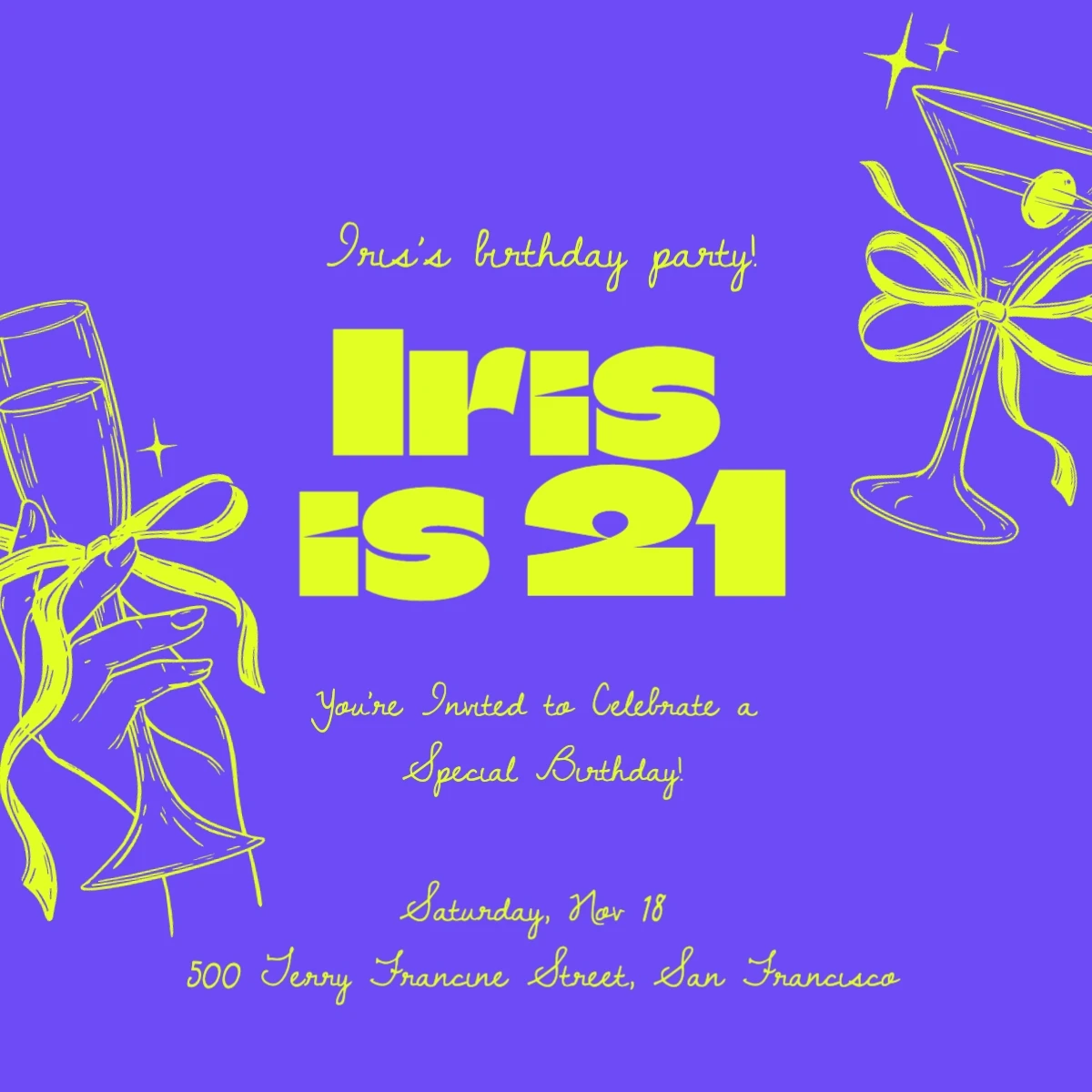 Playful Neon Birthday Invitation