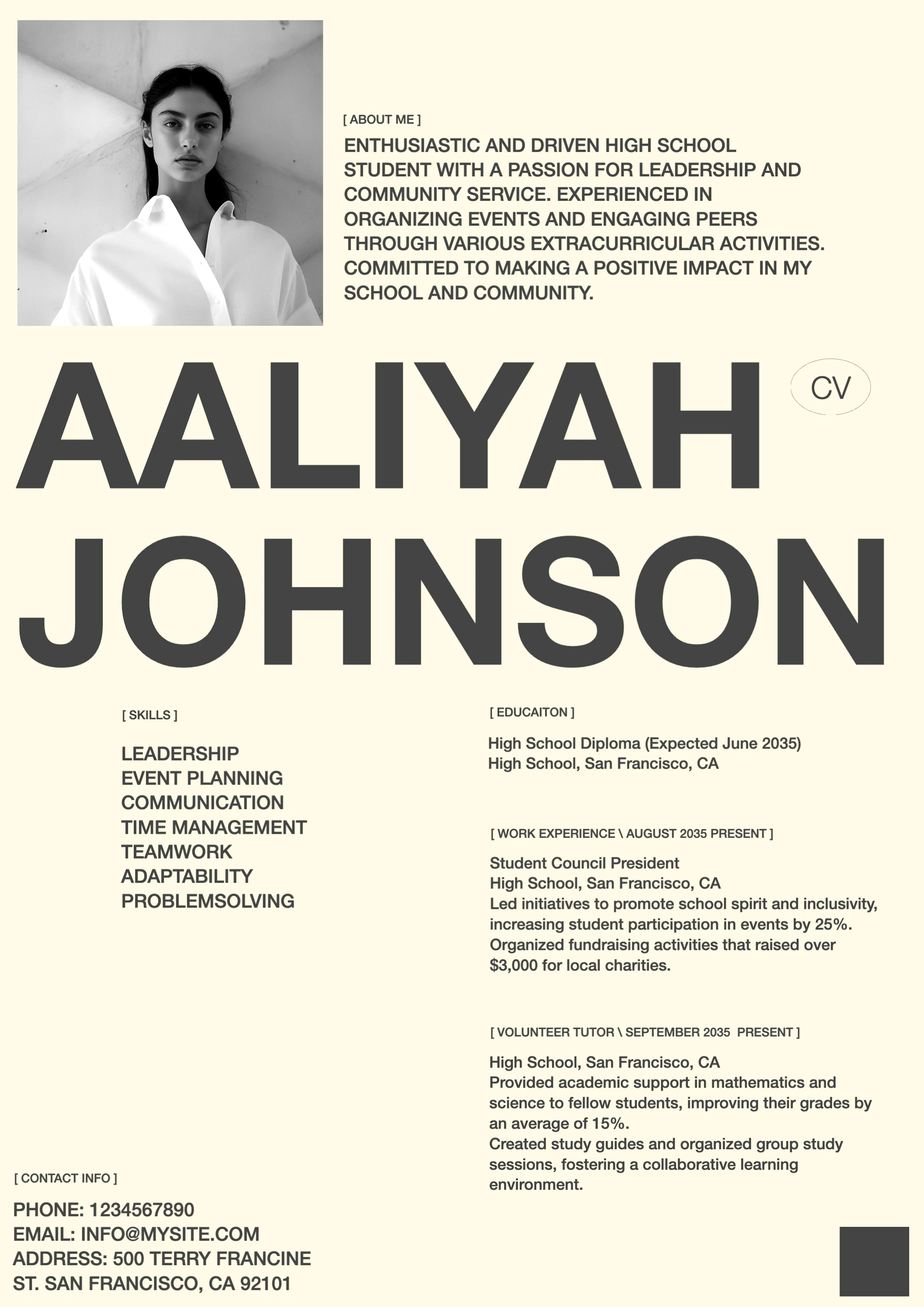 Modern Bold  High School Resume