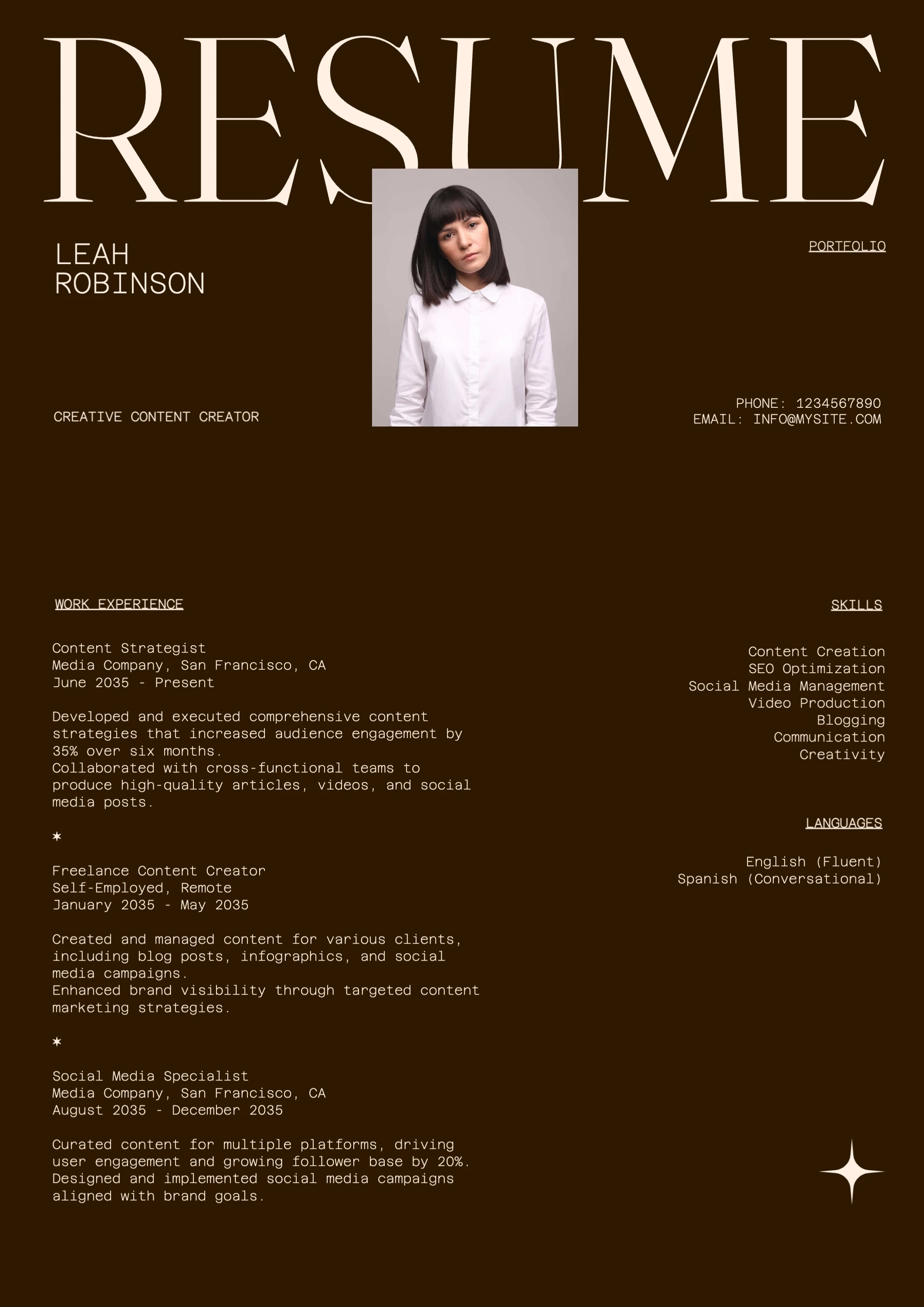Professional Dark Creative  Resume