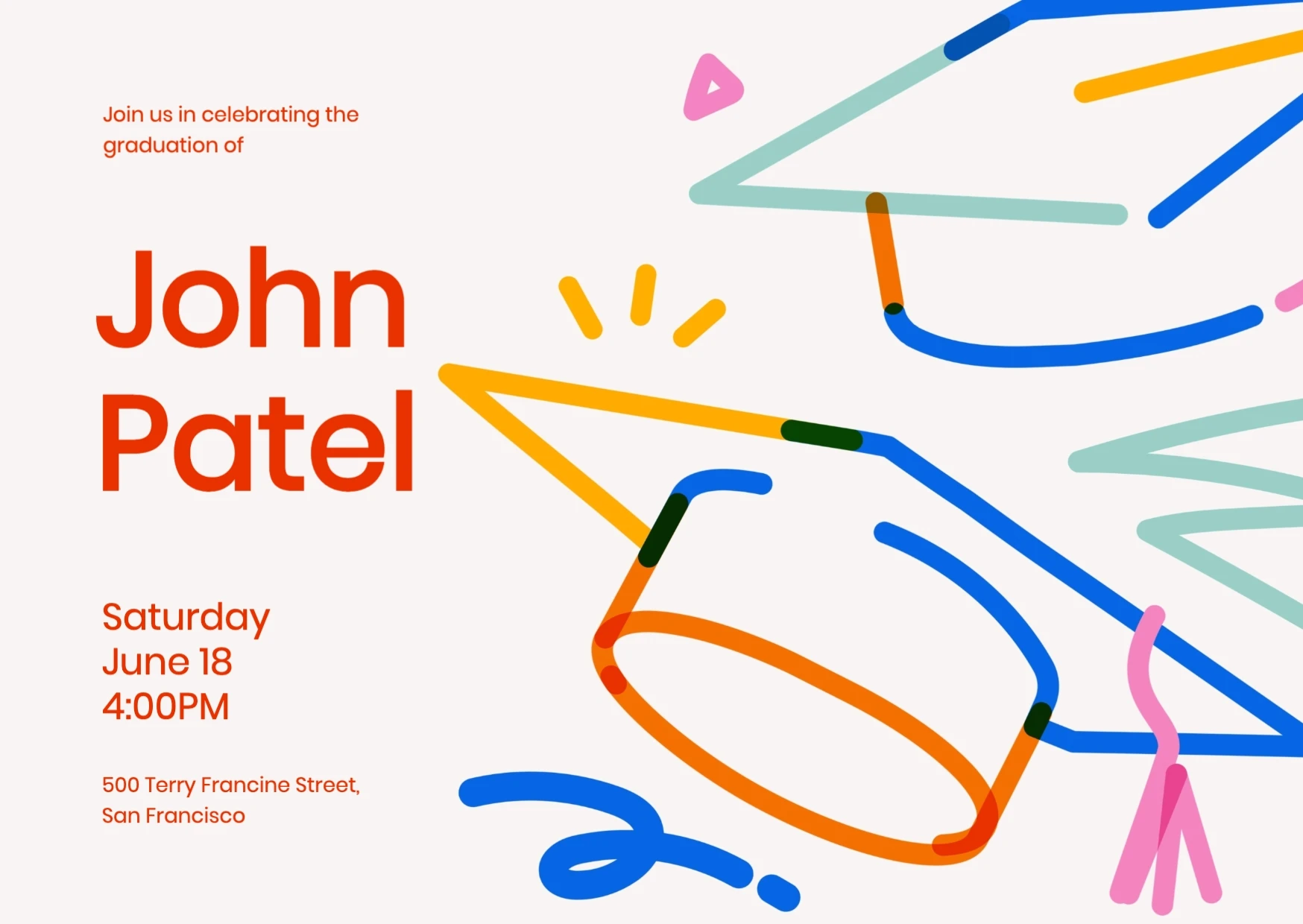 Playful Illustrative Graduation Invitation