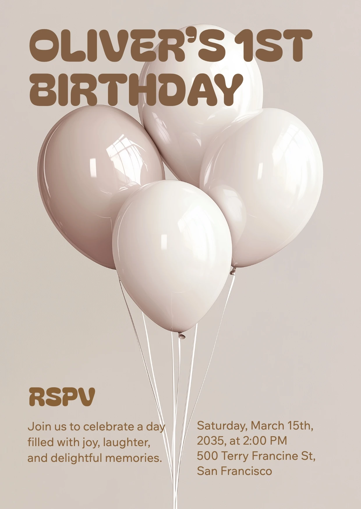 Classic Minimalist 3D Birthday Invitation