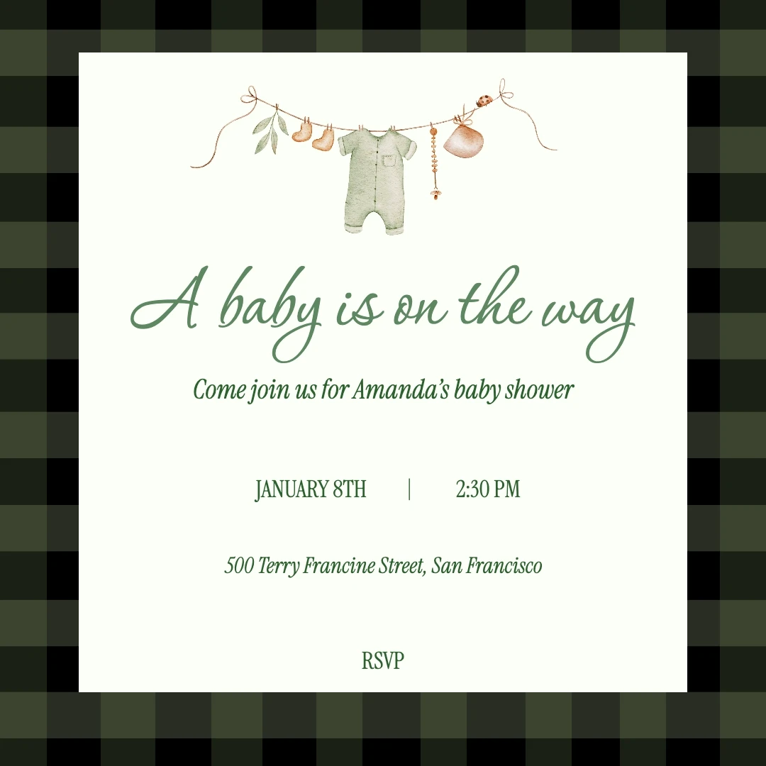 Simple Handmade Clean Baby Shower Invitation