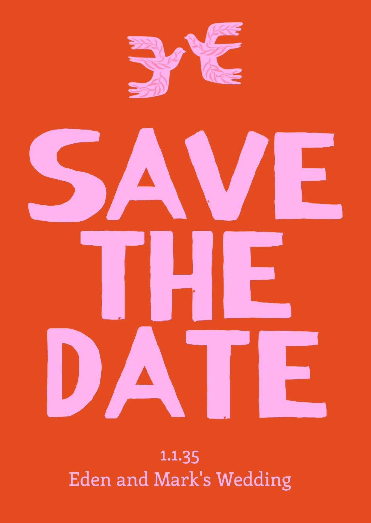 Handmade Pop Illustrative Save The Date Wedding Invitation