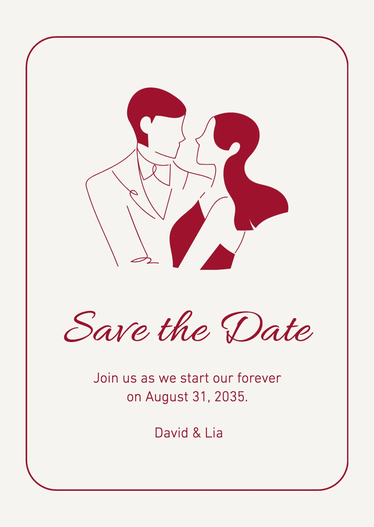 Classic Illustrative Save The Date Wedding Invitation