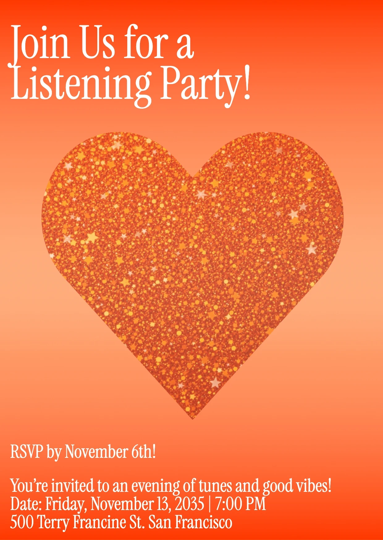 Pop Glam Listening Party Invitation
