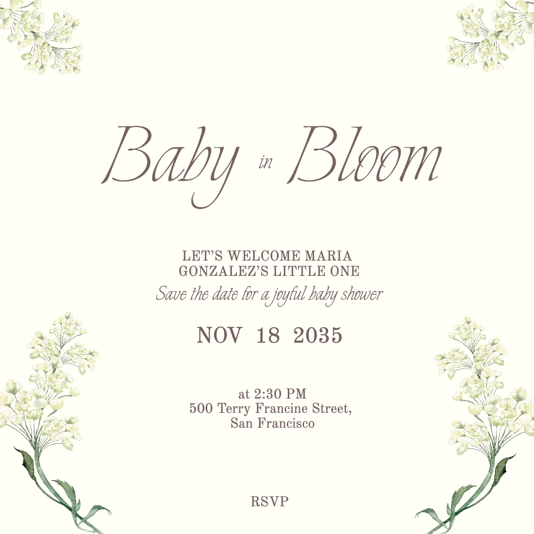 Classic Minimalist Clean Baby Shower Invitation