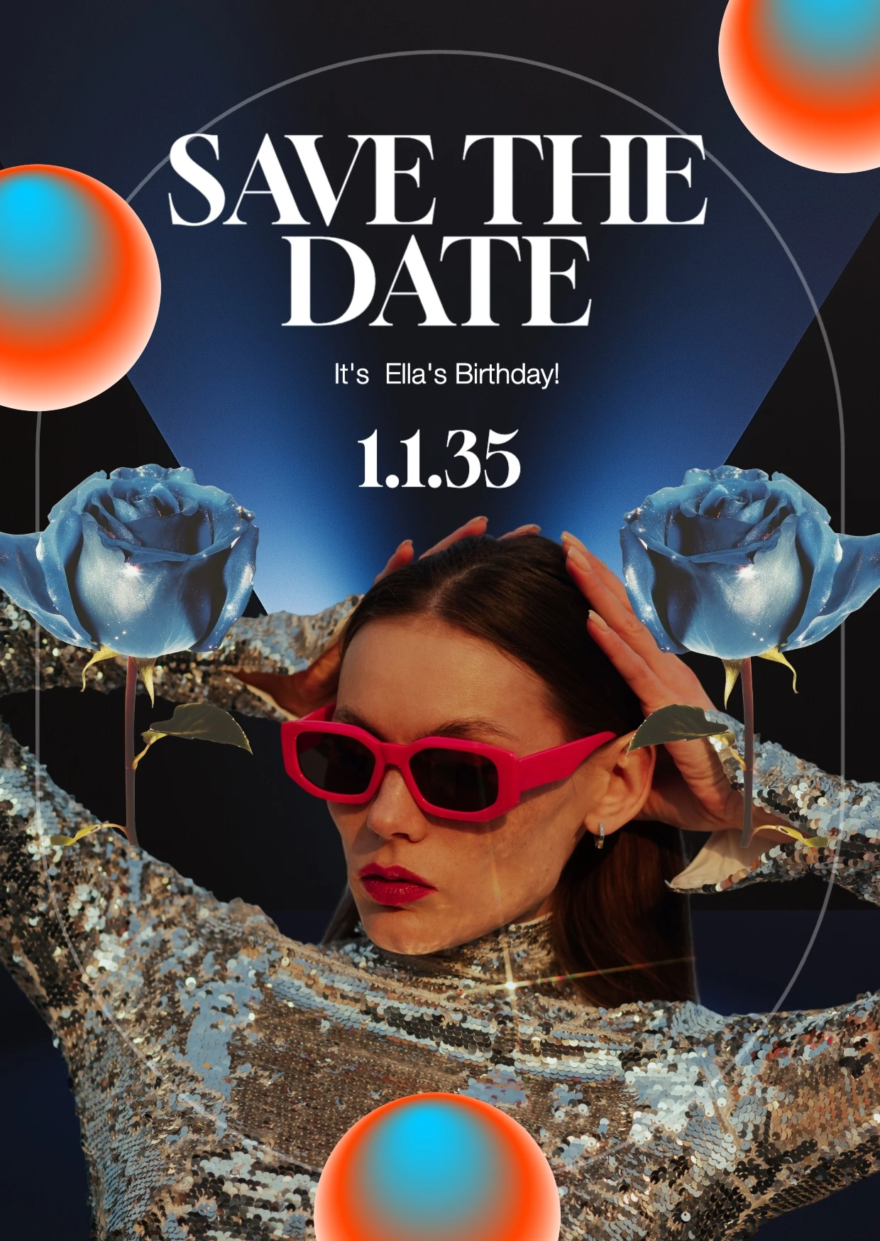 Retro Dark Collage Save The Date Birthday Invitation