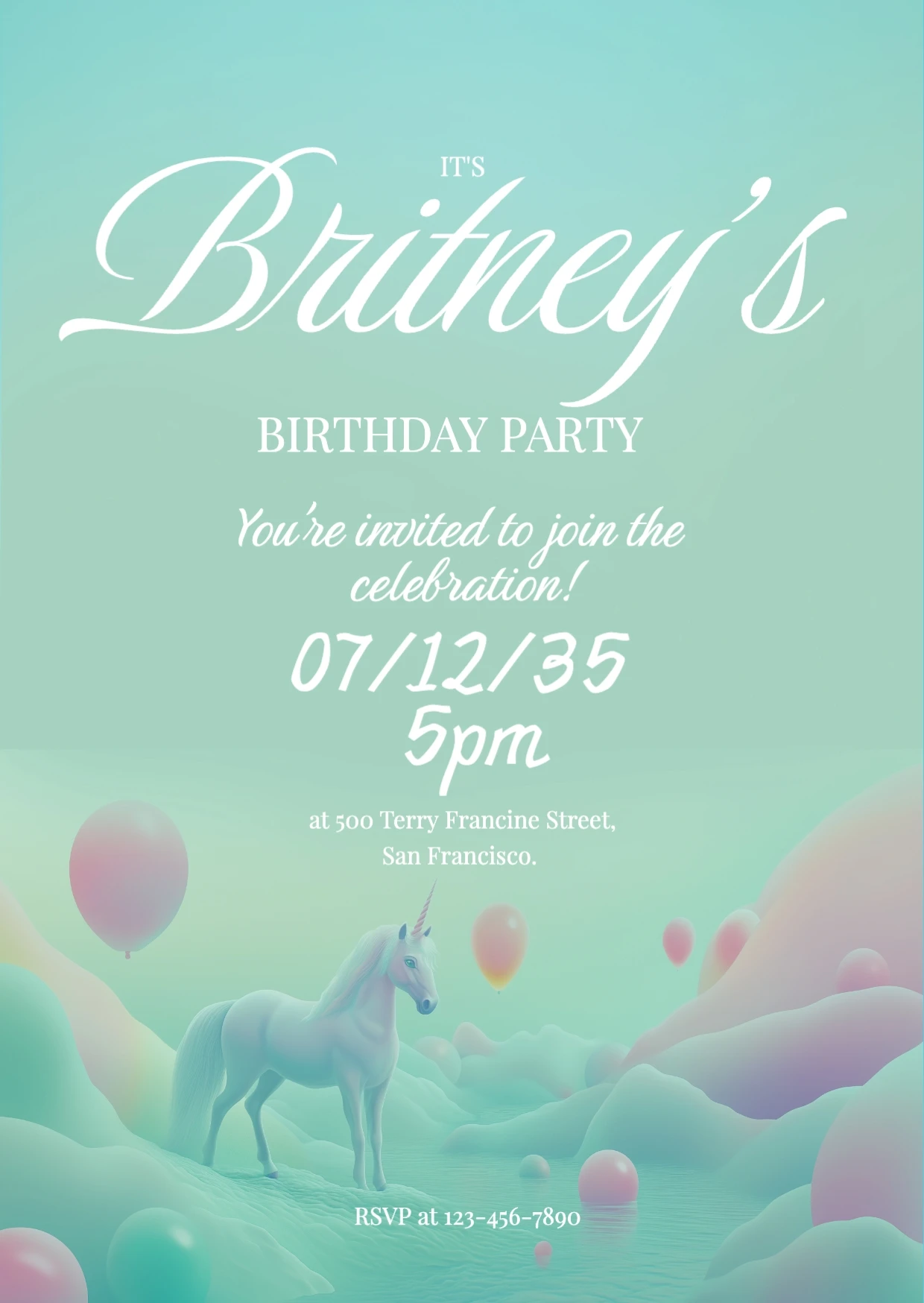 Cute Pastel Illustrative Birthday Invitation