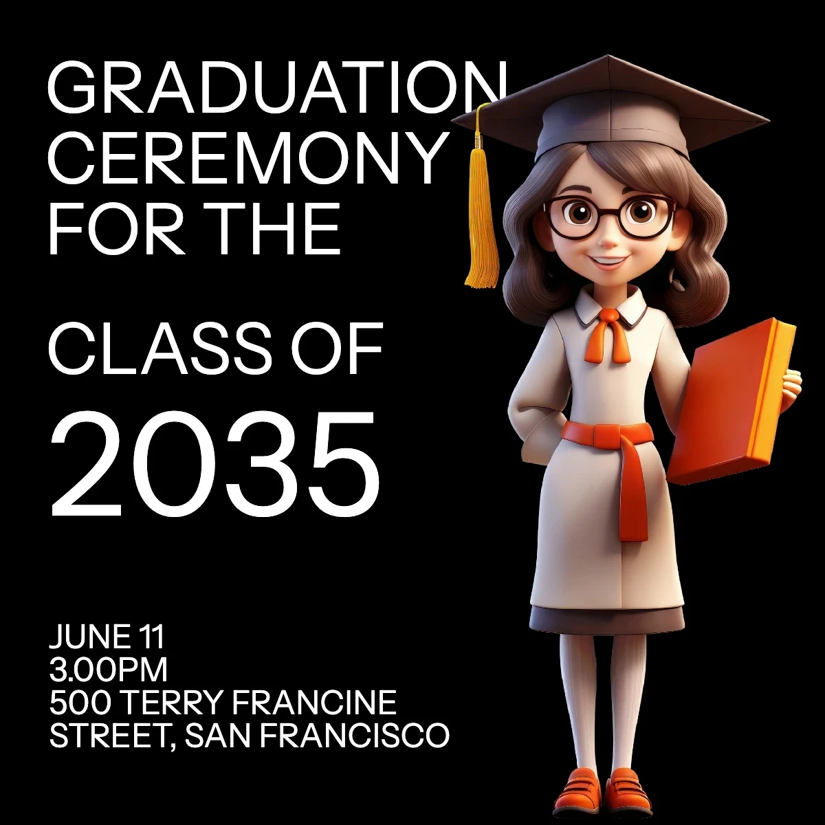 Modern 3D Graduation Invitation