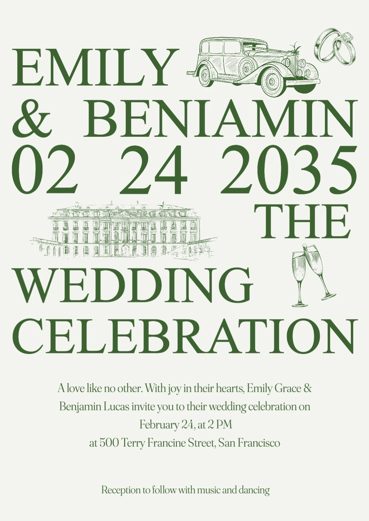 Vintage Elegant  Wedding Invitation