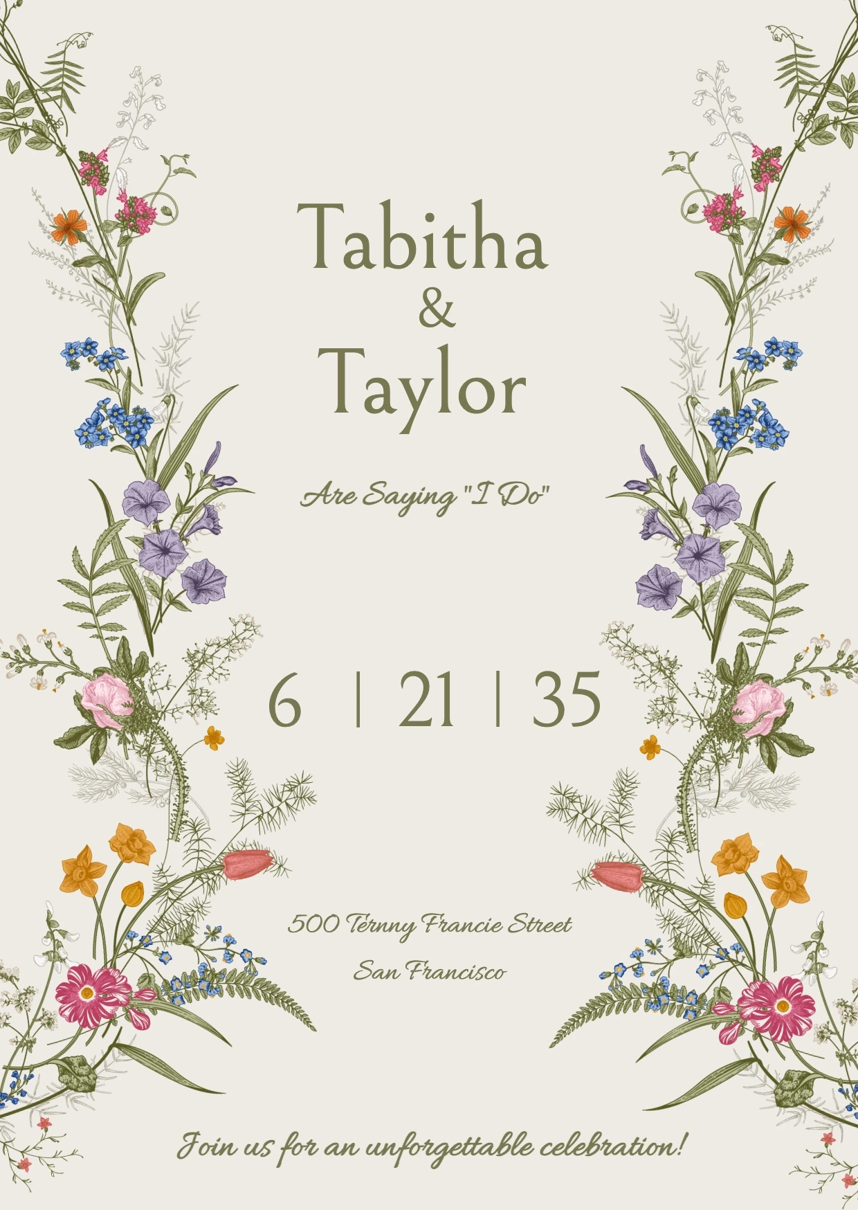 Classic Floral Wedding Invitation