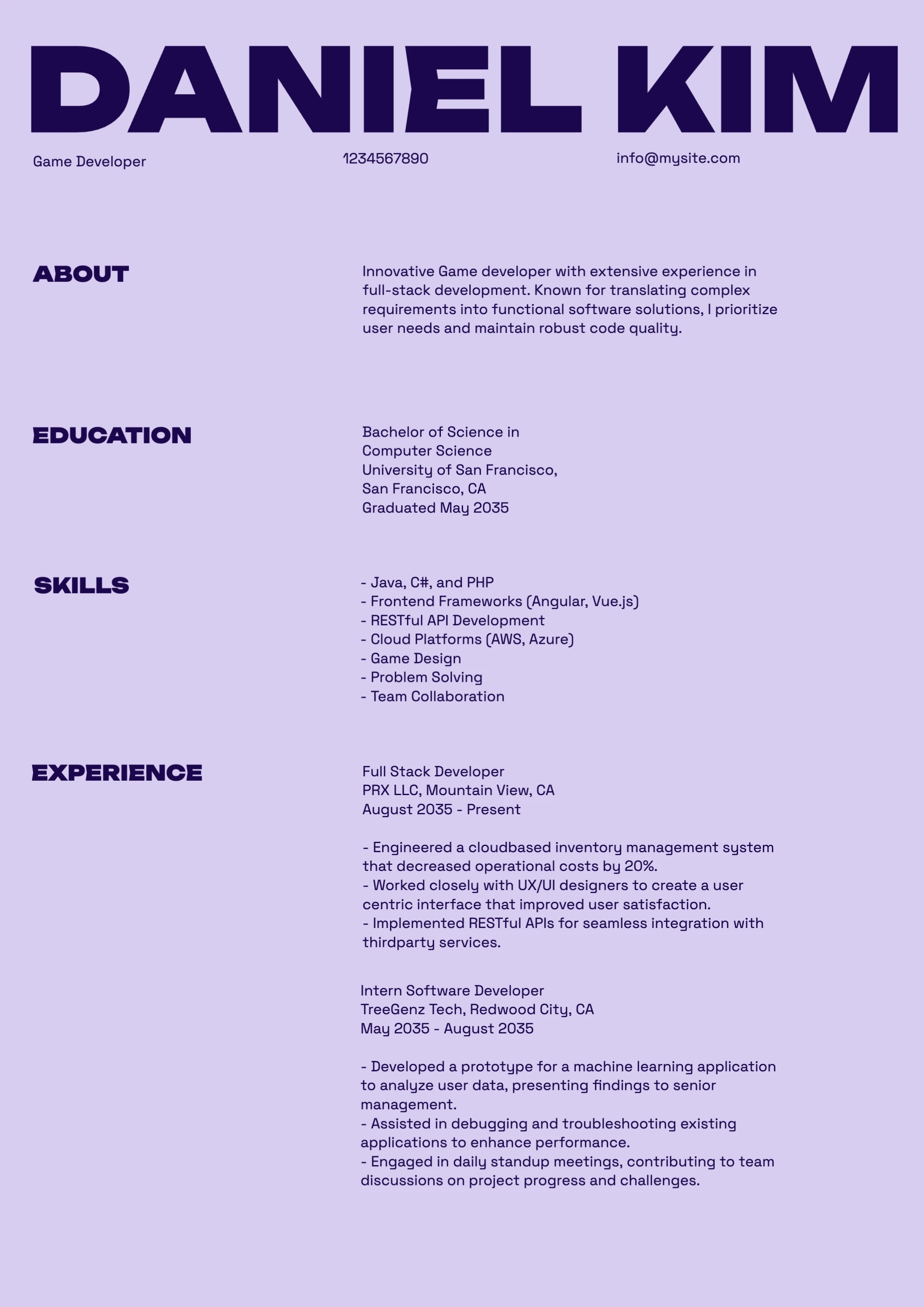 Sleek Bold  Simple Resume