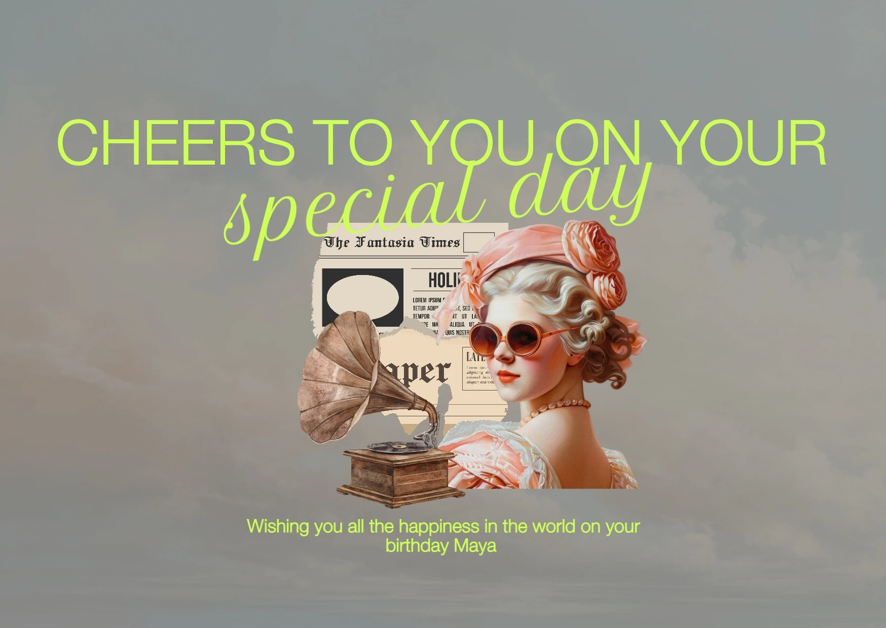 Edgy Collage Birthday Greeting Card