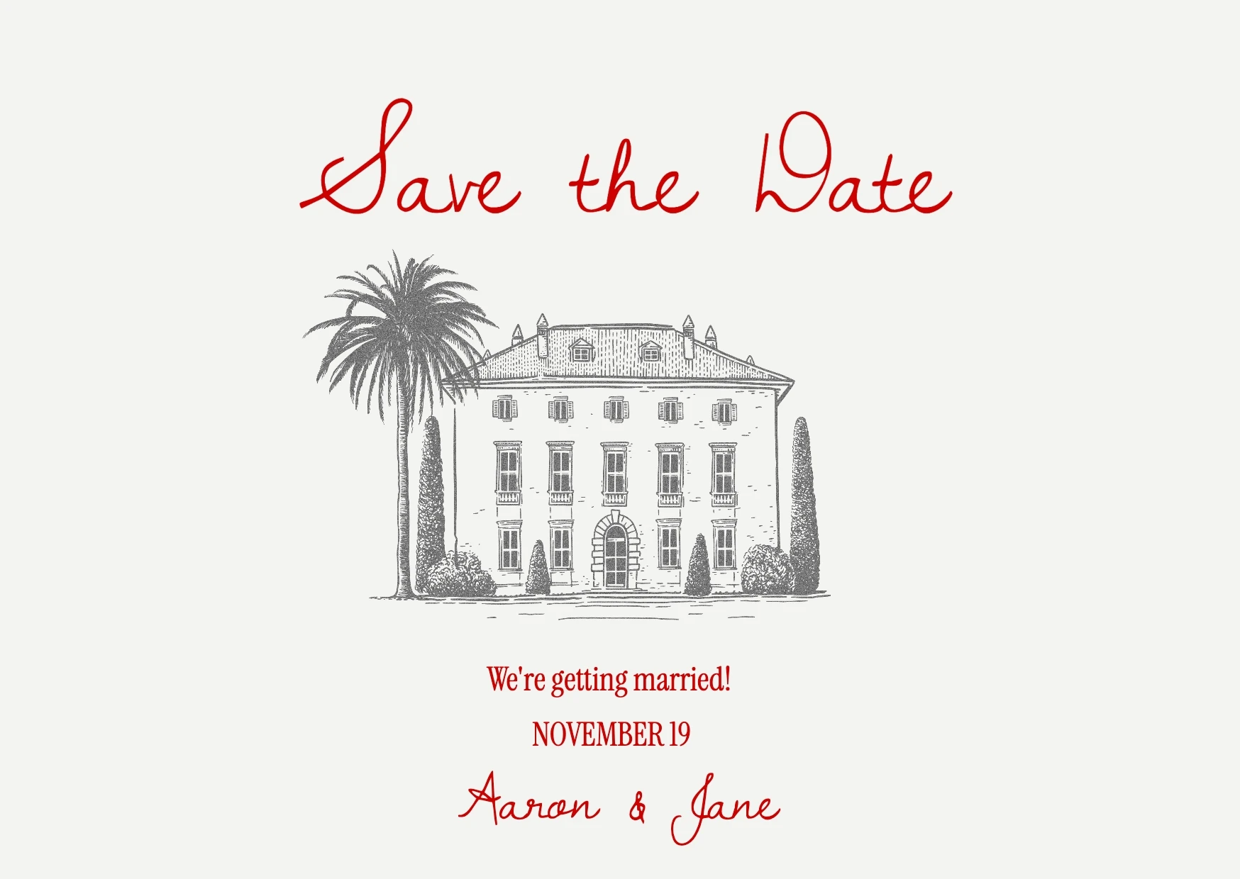 Handmade Vintage Clean Save The Date Wedding Invitation