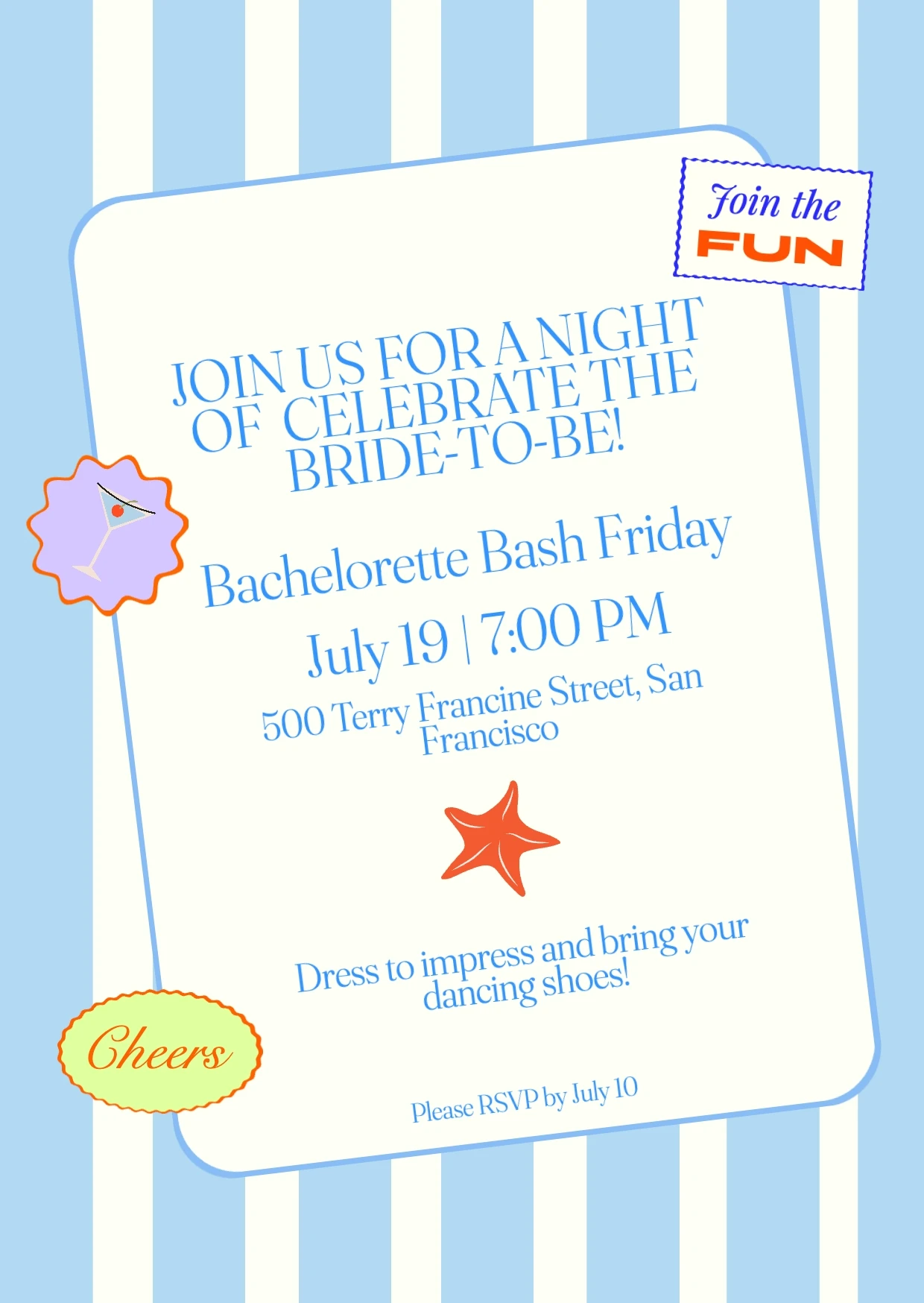 Playful Pastel Colorful Bachelorette Invitation