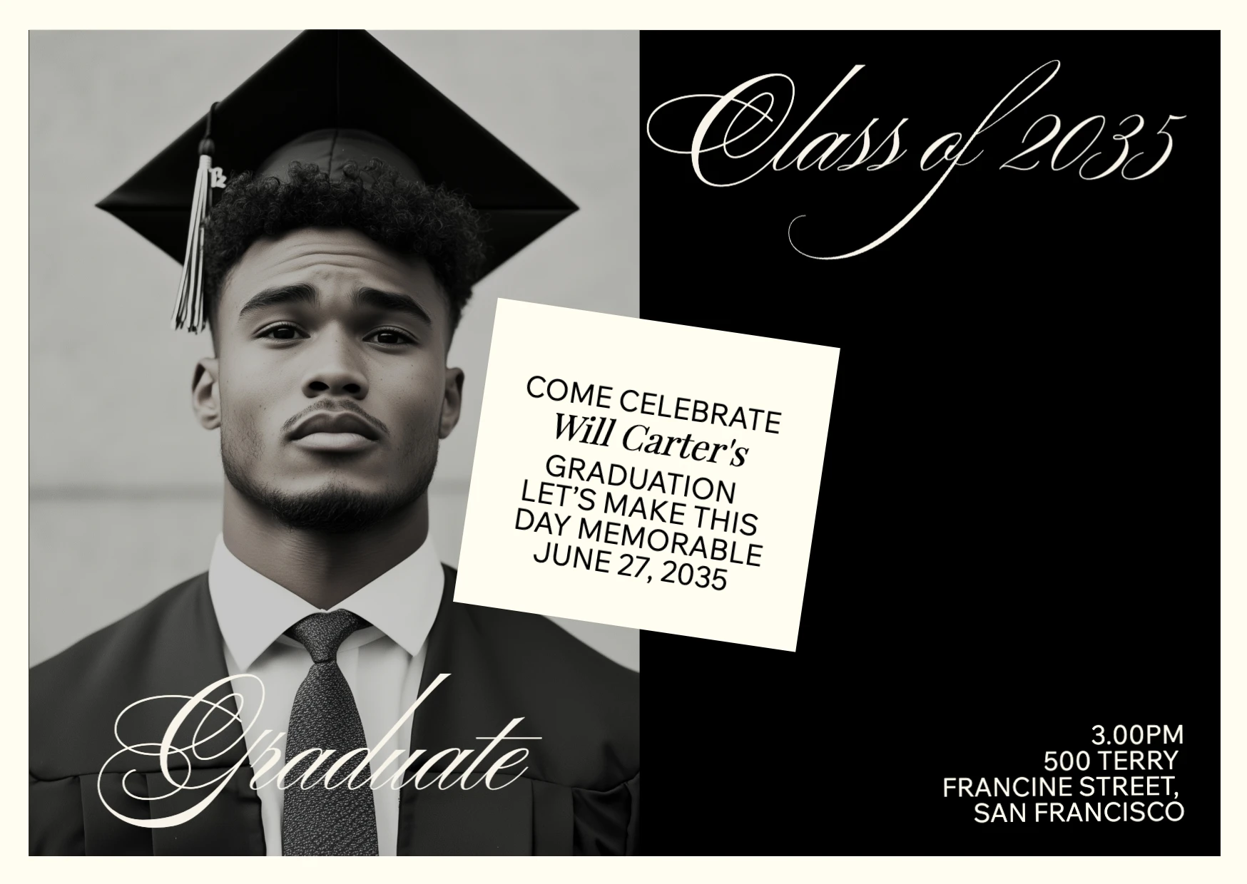 Classic Elegant Dark Graduation Invitation