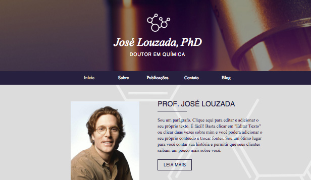 Templates de Currículo - Site para Cientista