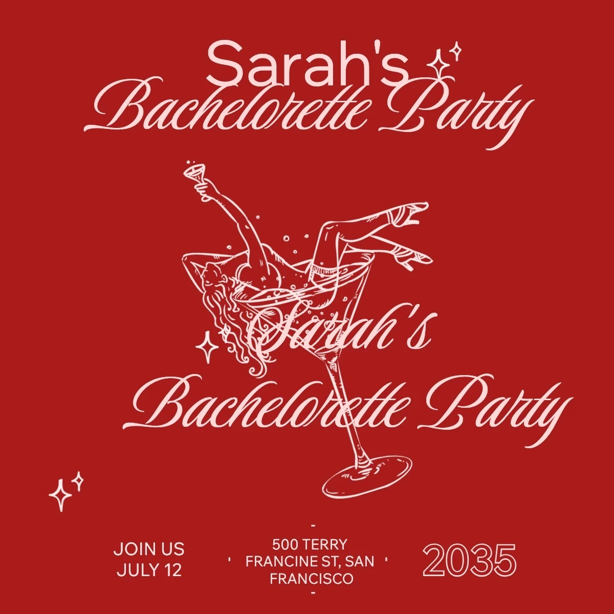 Bold Romantic  Bachelorette Invitation