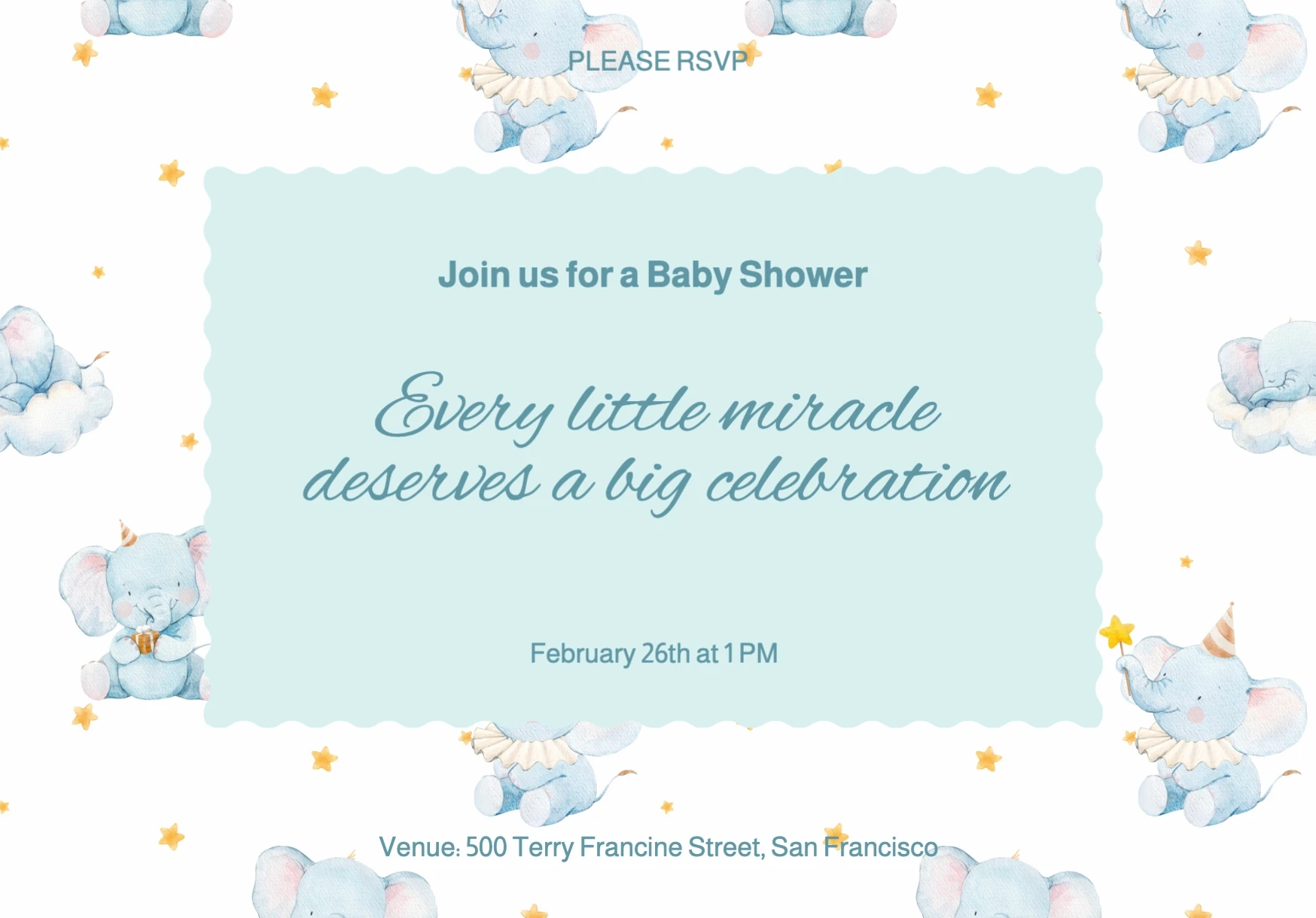 Cute Pastel Illustrative Baby Shower Invitation