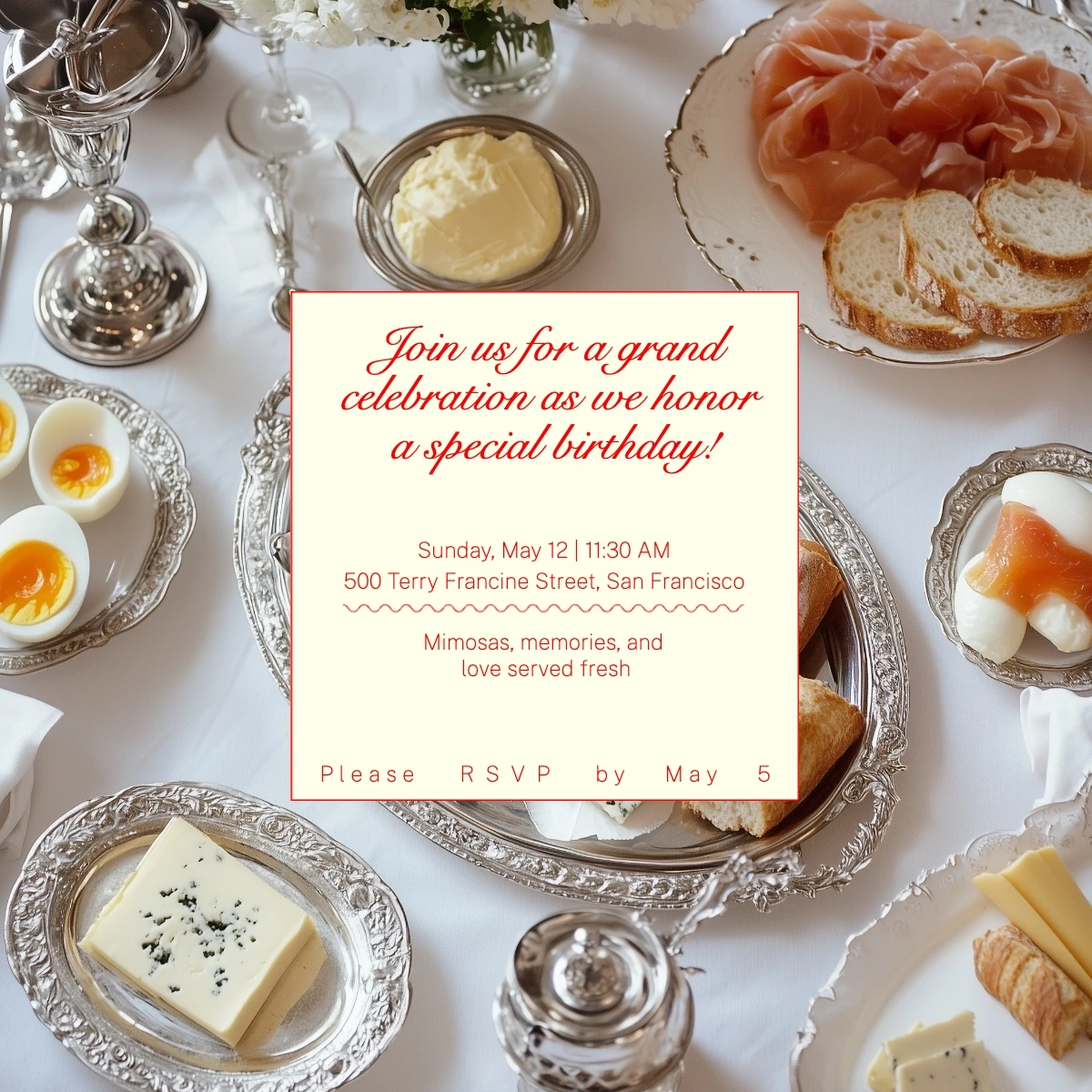 Classic Minimalist Vintage Clean Brunch Invitation