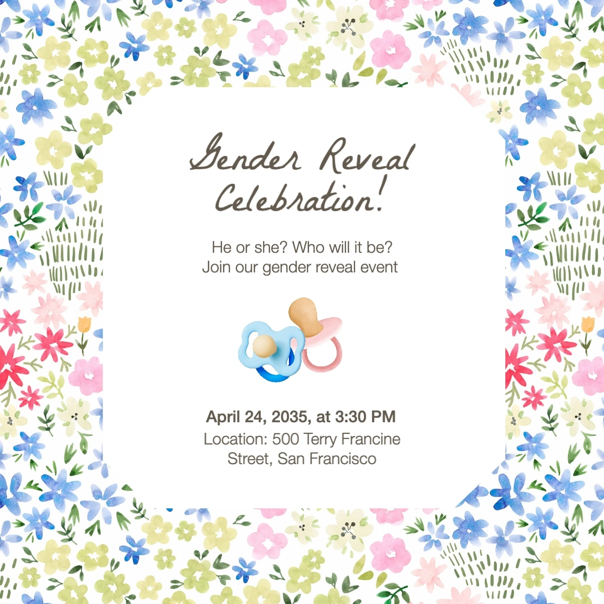  Pastel Floral Gender Reveal Invitation