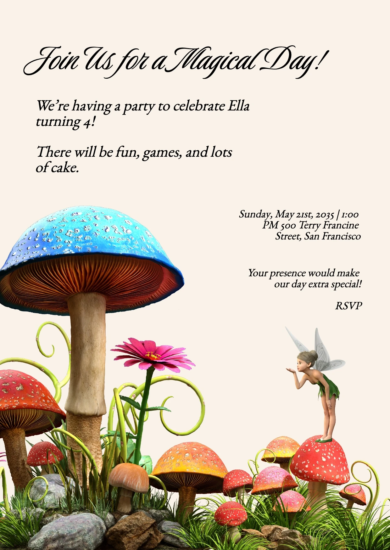 Playful Illustrative 3D Birthday Invitation