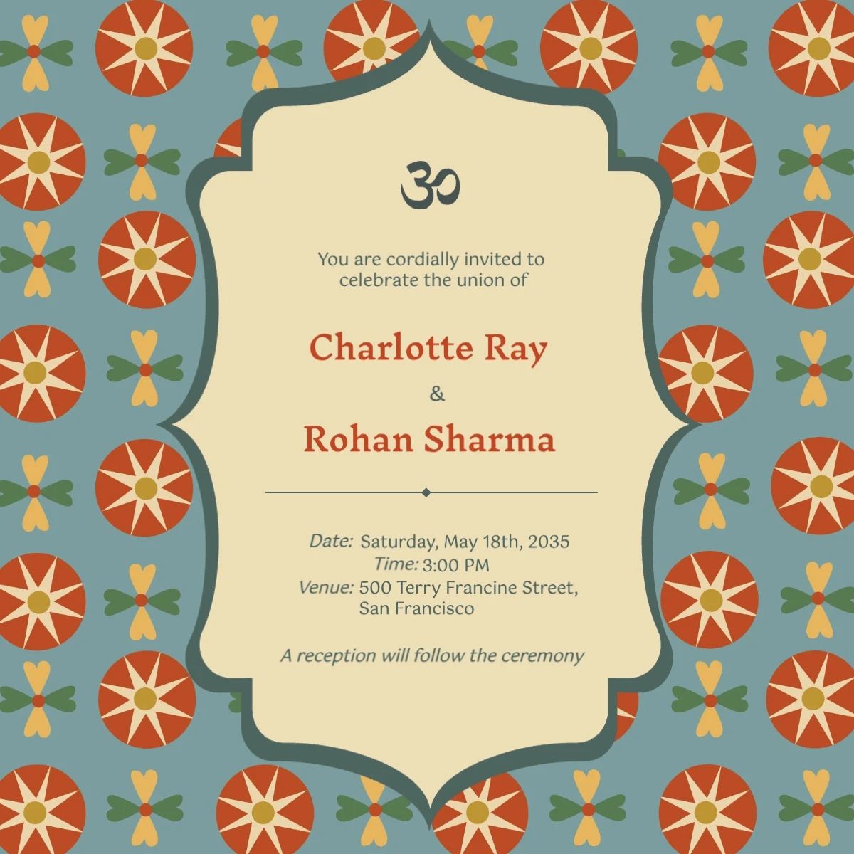 Vintage Geometric Wedding Invitation