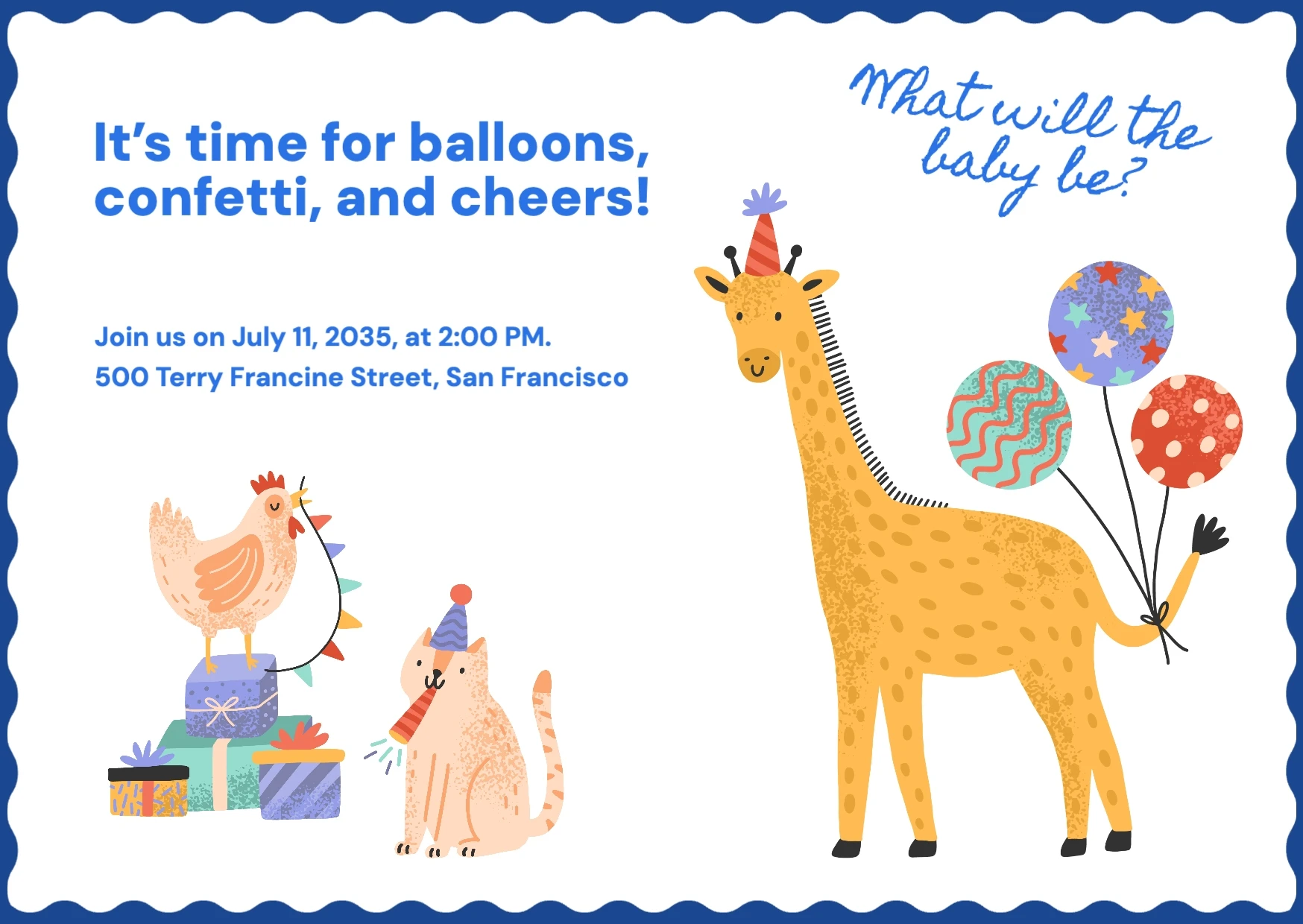 Cute Illustrative Gender Reveal Invitation