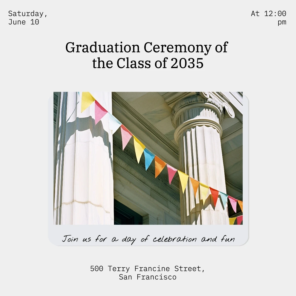Cute Clean Graduation Invitation