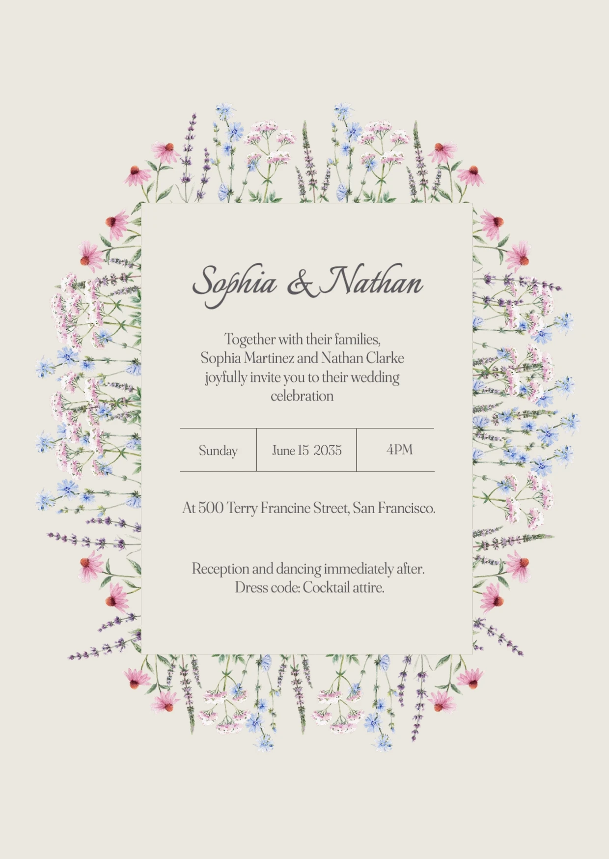 Classic Floral Wedding Invitation