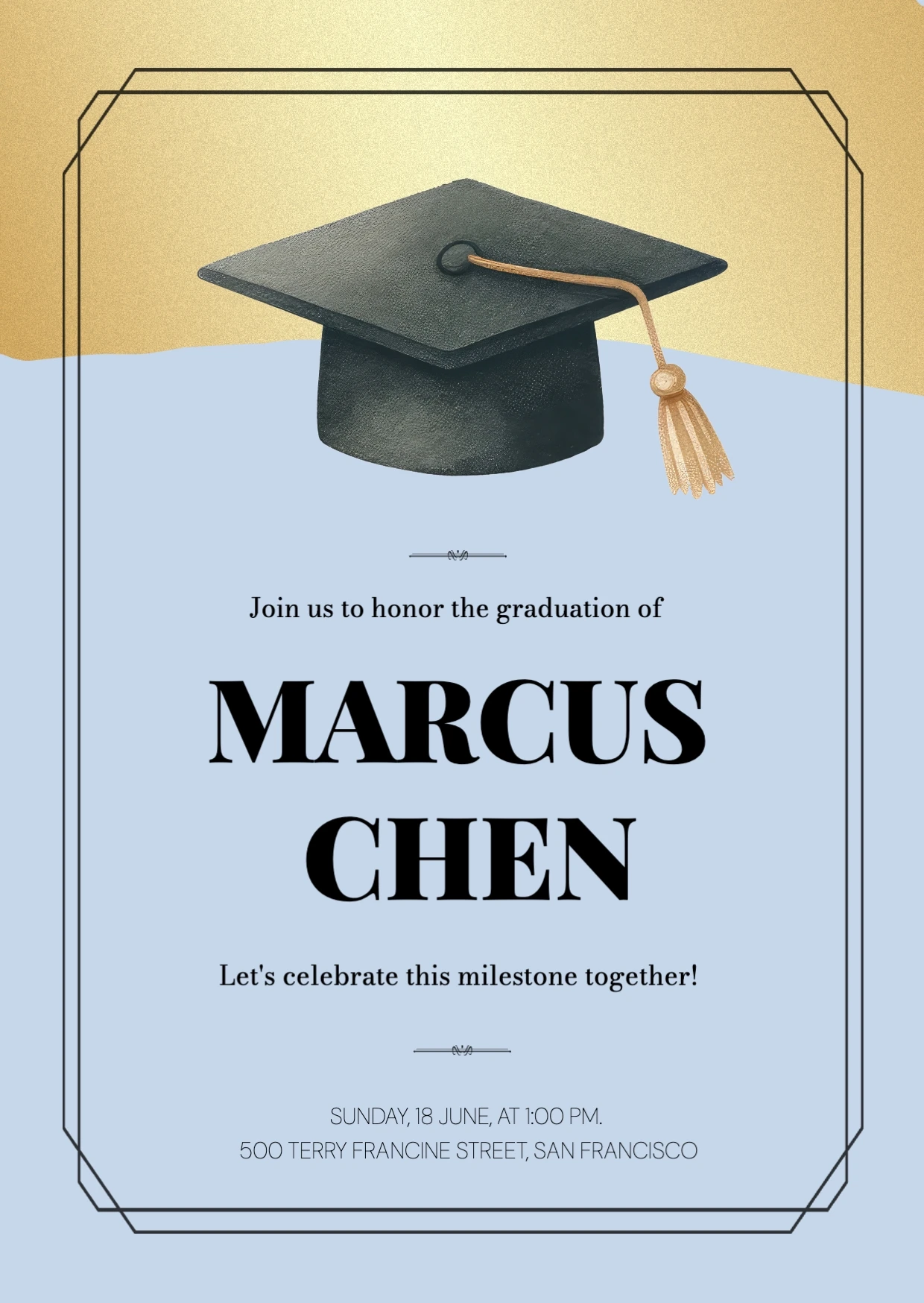 Classic Clean Graduation Invitation