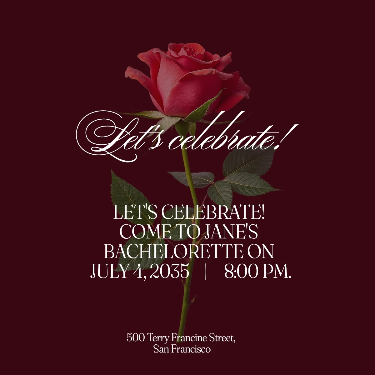 Romantic Dark Floral Bachelorette Invitation