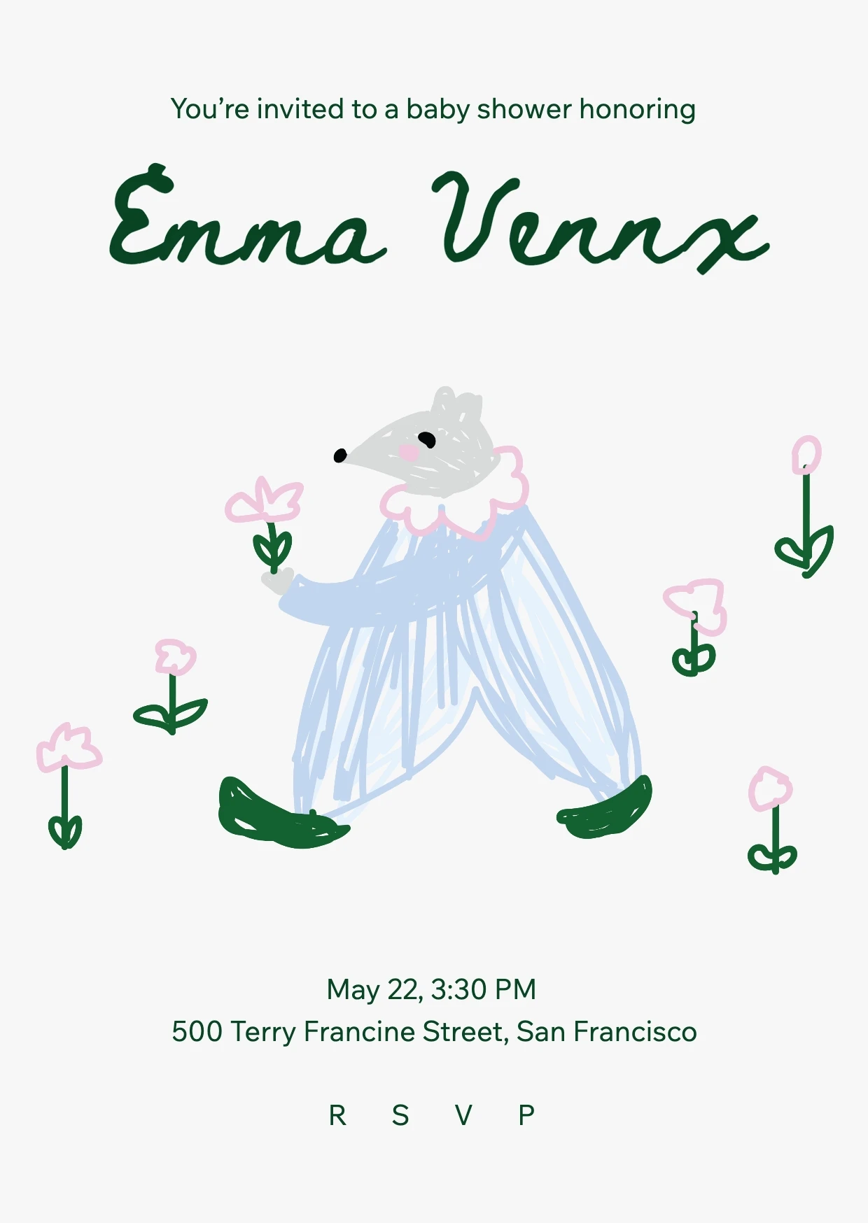 Playful Illustrative Baby Shower Invitation
