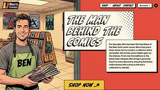 Librerías y editoriales plantillas web – Comics Store (Retro)