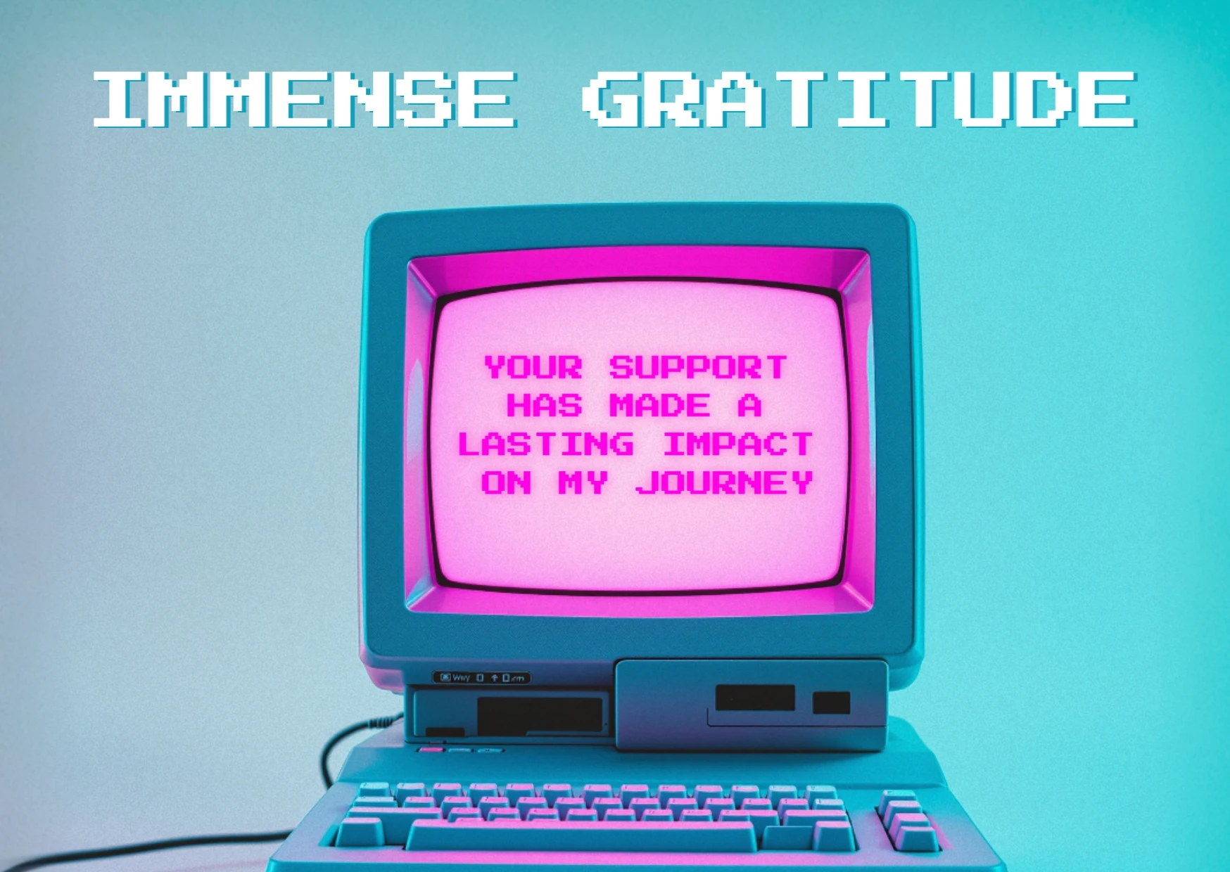 Retro Neon Thank You Greeting Card